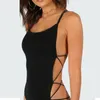 Combinaisons pour femmes Barboteuses Sexy Bandage Body Sans Manches Dos Nu Femmes Col En V À Lacets Justaucorps D'été Dame Casual Barboteuse Tops Combinaison 230321