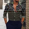 Men's Casual Shirts Men Fashion Fashionable 3D Digital Printing Lightweight Breathable Long Sleeve Lapel Formal Shirt Dress