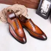 Zapatos de vestir para hombre con suela compuesta de goma de cuero de vaca con cordones elegantes de negocios para hombre moda italiana de alta calidad para Formal