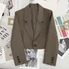 Damespakken Blazers Lucyever Koreaans bijgesneden Blazer Solid Color Simple Single Button Outswear Teens AllMatch Lange Mouw Office Suit jas 230321