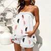 Kvinnors träningsdräkter Summer Loose Shorts Outfits Women Sexig Tvåbit Boho Sling Tassel Floral Set Cami Topps och Beach Holiday P230307