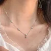 Choker Dainty Petal Neckor for Women Girls Crystal Flower In Style Chain On the Neck Jewelry Silver Color Wholesale Kan320
