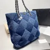 designer bag Shopping Bag luxurys handbags Denim Blue Black Quilted Chain Tote Luxurys Handbags Maxi Designer Shoulder Bag 25cm