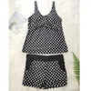 Swimwear Women's Dots Two Piece Swimsuit 2023 Conservative Women Shorts Tankini Push Up Plus taille de bain de taille