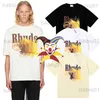 T-shirts pour hommes Style d'été Rhude T-shirts Hommes Femmes 1 1 Meilleure qualité en vrac à manches courtes Motif dégradé classique RHUDE Top Tees T230321