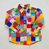 Chemises pour enfants Blouse Vêtements pour enfants Automne Chemise en popeline de coton Tissu Garçons et filles Color Block Chemise à manches longues 2-8Y 230321