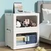 Boîtes De Rangement Bacs Transparent Double Porte Armoire De Rangement Pliante Accueil Chambre Vêtements Stockage Articles Divers Jouets Snacks Boîte De Tri Table De Chevet 230321