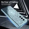 Hinge Mechanichal Legend Plating Phone Case for Samsung Galaxy Z Fold 5 4 3 2 Fold3 Folding Shatterproof Glass Shell Capa Funda