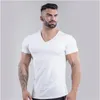 T-shirts pour hommes Marque T-shirt en coton d'été Hommes Col en V Design de mode Slim Fit Soild Sports T-shirts Homme Tops Tees T-shirt à manches courtes pour hommes 230321