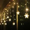 Décorations De Noël LED Flocon De Neige Guirlande Lumineuse Blanc Chaud Rideau Pour Festival De Mariage Jardin Fêtes D'anniversaire Maison Décoration De Noël