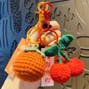 Keychains 1PCS Key Chain Plush Crocheting Good Things Happen Pendant Hand-woven Wool Persimmon Peanut Bag Small Accessories