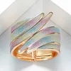 Bangle Unique Design Metal Cuff Bracelets & Bangles For Women Jewelry Fashion Gold Color Feather Width Charm Bijoux