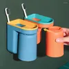 Set di accessori da bagno Portaspazzolino senza punzonatura Tazza per gargarismi Scatola portaoggetti per WC a parete Materiali ecologici Bagno