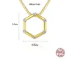 18k Gold Plated Hollow Hexagon S925 Silver Pendant Necklace Microset Zircon Women Necklace Sexy Collar Chain Brand Jewelry Gift