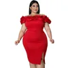 Abiti taglie forti Abito estivo Abbigliamento donna 5xl Sexy One Word Collar Fashion Party Midi Evening Elegante Dropshipping all'ingrosso 230307