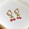 Charm New Style Elegant Zircon Cherry Ear Clasps 2023 Online Red Design New Style Earrings Temperament Light Luxury Earrings Wholesale G230320