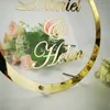 Andra evenemangsfestleveranser Anpassade bröllopsnamn Sign Round Frame Mirror Acrylic Sticker Babyshower Word Sign Circle Forme Party Decor som gäster Fallar Gift 230321