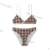 2023 Enfants Deux Pièces Maillots De Bain D'été Maillot De Bain À Rayures Fil Tête À Carreaux Motif Fille Maillot De Bain Ensemble Mode Vêtements Confortables Bikinis Enfants