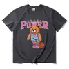 メンズTシャツinakaパワーTシャツ面白いピンクバスケットボールベアパターン夏の男性女性プレミアムピュアコットンティー特大Tシャツ230321