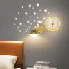 Vägglampor lampa nordiskt modern enkel månstjärna bakgrund ljus och kreativt nätrött led sovrum sängplats