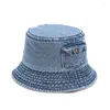 Boinas 2023 INS jeans Jeans Cowboy Pocket Fisherman Chapeau de Paille Caps Sun para homens Men Bucket Cogumelo Hat 56-58cm