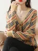 حاكمة النساء المحملات الربيع والخريف النسخة الكورية من السترة المحبوكة من Cardigan Catton Pure Cotton غير الرسمي خارج خطوط ارتداء ضد 230320