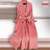 Double-sided Cshmere Coat Women 2021 Korean High-end Loose Elegant Woolen Winter Ladies Long Wool Jacket With Belt Y576 Women's & Blends