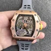 Najnowsze chronografie Watch stalowa ceramika węglowa 50,5 mm 11-03 kV maksymalna wysokiej jakości szkielet 7750 automatyczne sportowe zegarki na rękę gumową pasek Rose Gold