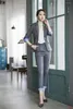 Dames tweedelige broek Dames Gray Blazer Women Business Suits Pant en Jackets Sets broekpakes Work Draag Office Uniform Styles