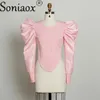 Women s T Shirt Fashion Spring Bubble Long Sleeve Splicing Tee Street Casual Slim Fit Female Urban Daily O Neck Tops 230321