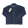 Maglioni da uomo BOB DONG Abiti da lavoro vintage Robe Cardigan in cotone indaco Maglione con scollo a V da uomo blu