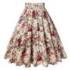 Skirts Summer Preppy Style Women Short Skirt High Waist Floral Printed Jupe Longo Elegant Vintage Pleated 50s 230321