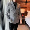 Мужские костюмы Blazers Spring British Style Double Breads Men Casual Slim Cust Jackets Свадебное дело Blazer Street Social Dress Coatsmen