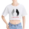 T-shirts pour femmes Lucifer saison 5 Logo T-Shirt Merch haut court nombril exposé T-Shirt surdimensionné haut col en o femmes T-Shirt drôle mode