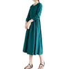 Vestidos casuais Chegada Peter Pan Collar Fashion Autumn Dress Vintage Office Work Dress Women Women Casual Spring Midi Dress 230321