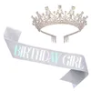 Other Event Party Supplies Women Birthday Girl Queen Satin Sash Crystal Crown for Lady Birthday Decorations Adult 18 21 30 50 Birthday DIY Party Supplies 230321