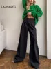 Kadın Pantolon Capris İlkbahar Yaz Kadınlar Günlük Düz Klasik Yeşil Siyah Gül Kırmızı Bel Pantolon Kore Geniş Bacak Pantolonları Kadın 230321