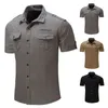 Mäns casual skjortor Mens Tactical Shirts Summer Work Cargo Shirts snabba torra casual skjortor utomhus armé militära skjortor kort ärm topp man kläder 230321