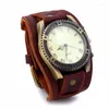 Armbanduhren Gnova Platinum Vintage Retro Breite Echtlederarmbanduhr Männer Mode Glatte Oberfläche Armband Armreif B050