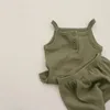 衣類セット夏のトップショートパンツ幼児の子供衣装プリンセスベビーガール生まれ服を生むバックレスリネンコットン