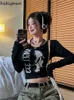 Women s T Shirt Fashion Woman Tshirts 2023 Blusas Mujer De Moda Slim Women Goth T shirt Long Sleeve Crop Tops Y2k Top Clothing Korean T Shirt 230321