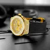 Relógios de pulso Missfox Gold Men's Quartz Assista a d'água Diamond Diamond Cronograph Watches Sportswear Fashion Hand Relógio para masculino