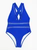 Schwimmen tragen Sexy Mesh Patchwork Bademode Frauen Badeanzug Weibliche Push-Up Monokini Badegäste Badeanzug Bademode Schwimmen Dame 230320