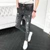 Men's Pants Summer 2023 Fashion Denim Jeans Men's Ripped Ankle Length Korean Small Feet Wild Beggar Teenagers Pencil