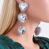 Kolczyki Dangle Exblegent Rhinestone Three Big Heart wiselant Drop biżuteria dla kobiet luksusowe kryształowe długie uroki