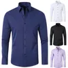 Camisas casuais masculinas 6xl primavera e outono camisa masculina moda sem ferro equipado luxo sólido mangas grandes lenços elásticos