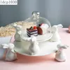 Dishes Plates White Porcelain Rabbit Dessert Household Fruit Cake Banquet Tabletop Ceramic Display Cute Animal Tray 230320