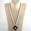 Подвесные ожерелья MD мода богемные племенные украшения камень с длинным завязанным черным металлическим крестом для женщин ожерелье