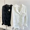 Women t Shirts Charm Long Sleeve Lady Girls Blouse Spring White Black Satin Blouses