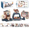 Andra leksaker Lätt utflödesvatten Simulering Cash Register Coffee Machine Dessert Shop 3in1 Shoppinguppsättning Play House Kids Games for Girls 230320